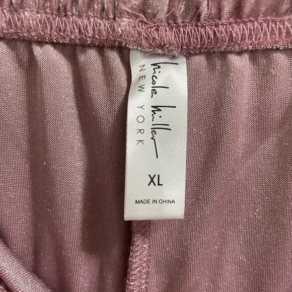 NWT NICOLE MILLER CRUSHED VELVET LONG PANTS PAJAMAS IN MAUVE FUSION SIZE XL - Picture 3 of 3
